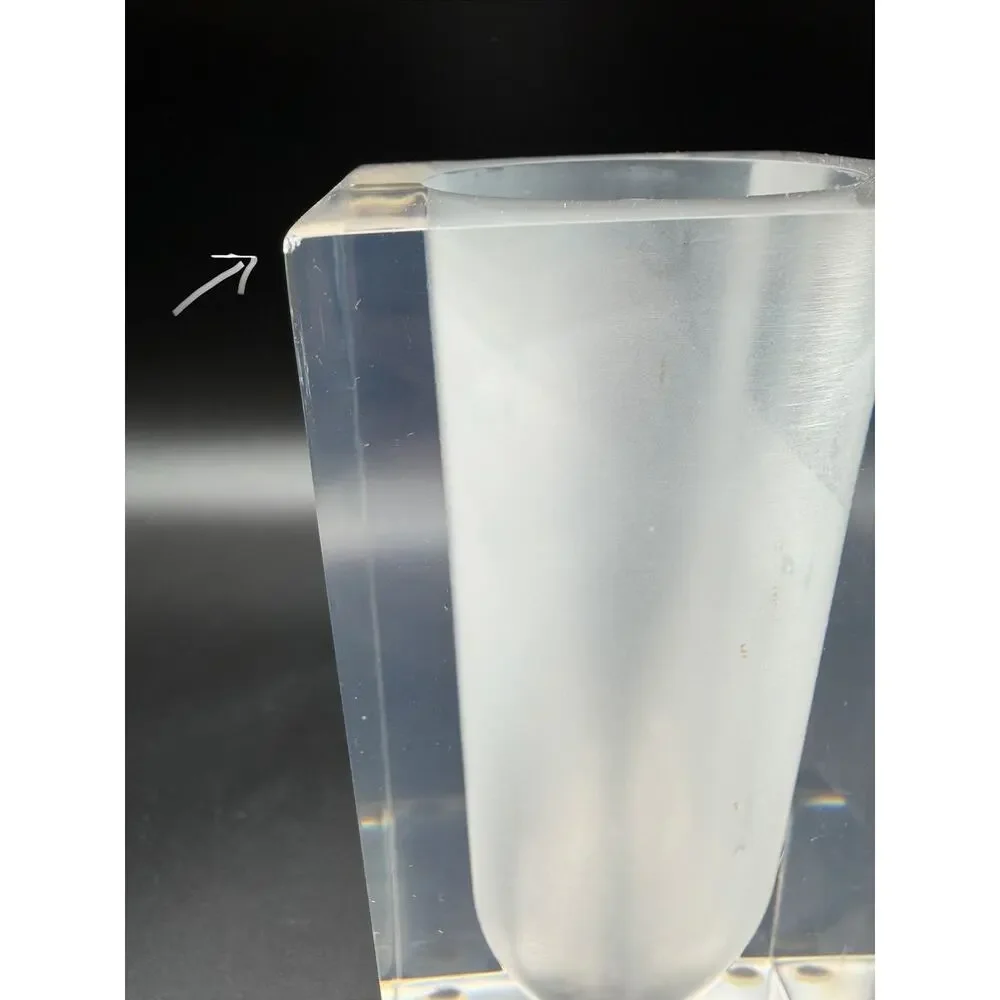 Jonathan Adler Clear & Frosted Bel Air Test Tube Vase 5.5” Square Lucite Acrylic